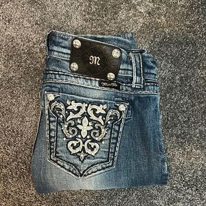 Miss Me Blue Easy Boot Jeans with Embroidered Details